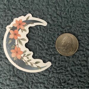 10/$10 Stickers - Celestial Boho Crescent Moon with Floral Accent
